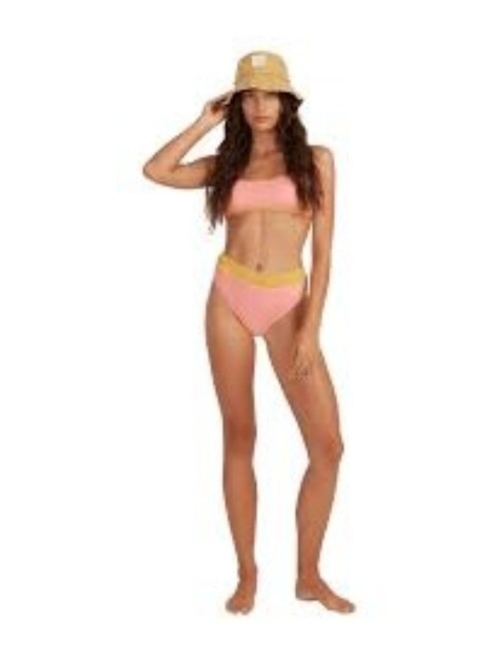 Billabong Womens Hi Life Aruba Sunburst Ribbed Bikini Bottom Pink Yellow S NEW